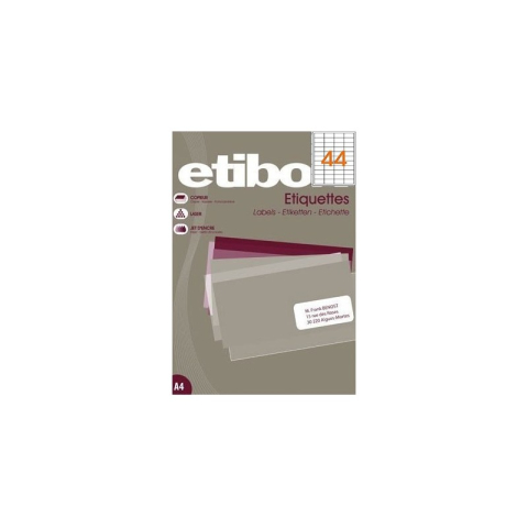 Art & Craft si Artizanat - Etichete autocolante Etibox 119771, 44/A4, 48.5x25mm, permanente, colturi drepte, alb, top 100 coli (4400 etichete)
