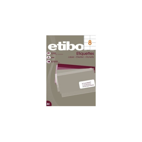Art & Craft si Artizanat - Etichete autocolante Etibox 119773, 8/A4, 105x70mm, permanente, colturi drepte, alb, top 100 coli (800 etichete)