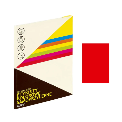Art & Craft si Artizanat - Etichete autocolante Grand 150-1062, 1/A4, 210x297mm, permanente, colturi drepte, rosu fluorescent, top 25 coli