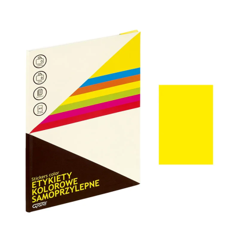 Art & Craft si Artizanat - Etichete autocolante Grand 150-1065, 1/A4, 210x297mm, permanente, colturi drepte, galben fluorescent, top 25 coli