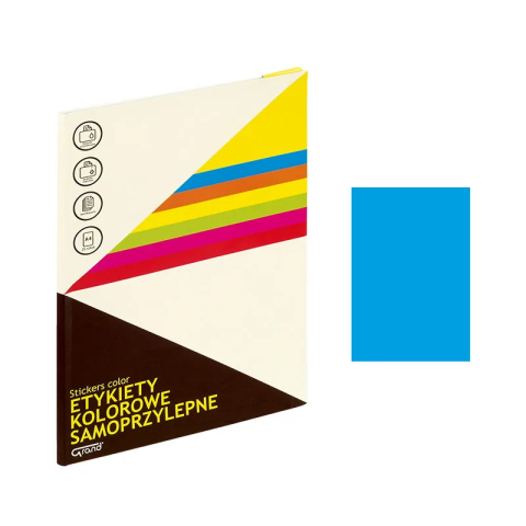 Art & Craft si Artizanat - Etichete autocolante Grand 150-1365, 1/A4, 210x297mm, permanente, colturi drepte, albastru fluorescent, top 25 coli