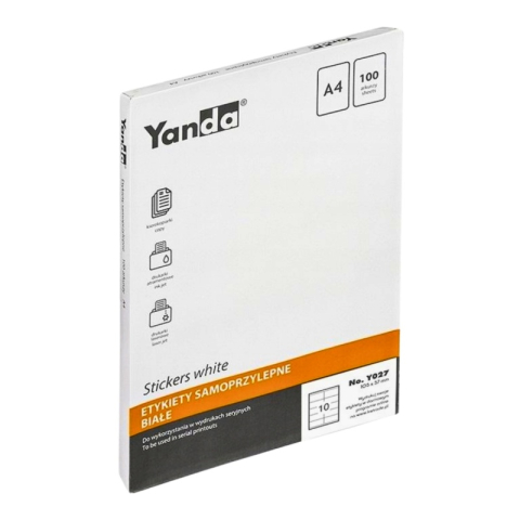 Art & Craft si Artizanat - Etichete autocolante Grand Yanda Y027, 10/A4, 105x57mm, permanente, colturi drepte, alb, top 100 coli