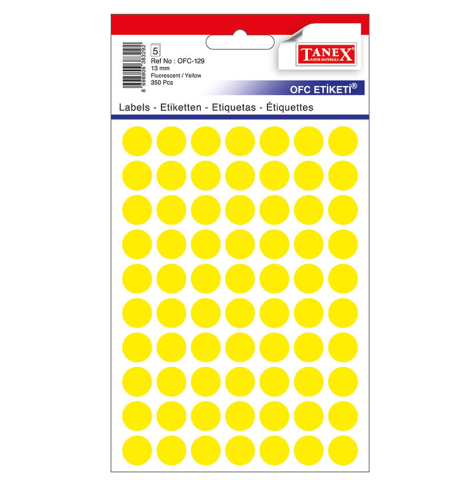 Birotică și Papetărie - Etichete rotunde 13mm galbene 350/tipla tanex