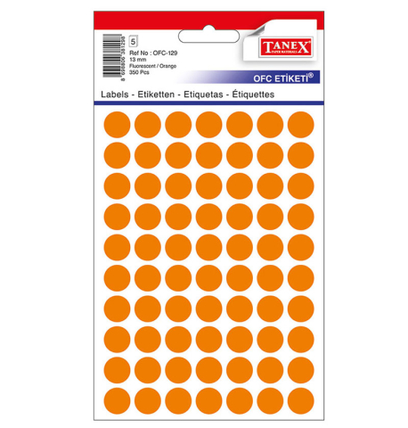 Birotică și Papetărie - Etichete rotunde 13mm portocalii 350/tipla tanex