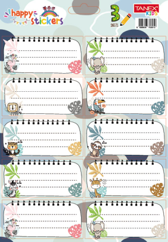 Rechizite Școlare - Etichete scolare 30/set animale salbatice tls-833 tanex