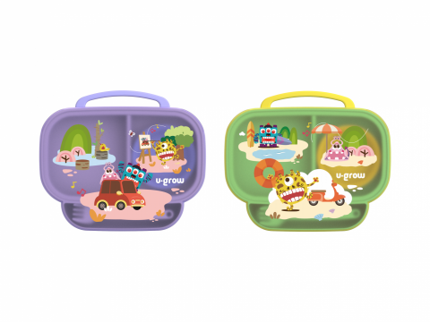 Farfurie compartimentata cu capac , mov [6]