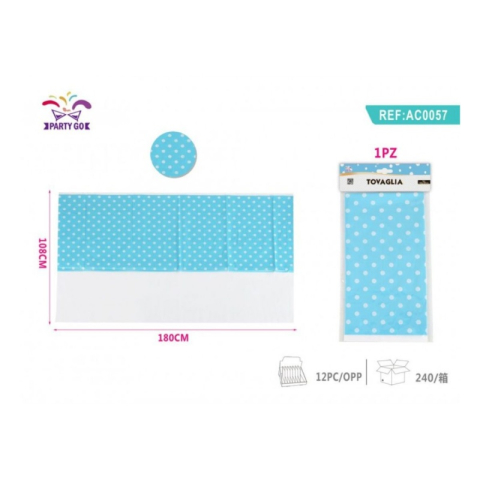 Vesela pentru petrecere - Fata de masa blue cu imprimeu buline albe, PartyGo, AC0057