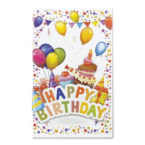 Felicitare 3D Zi de nastere, aurii si sclipici pe exteriorul felicitarii - 11.5 x 19 cm [2]