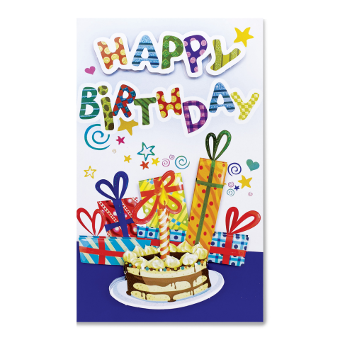 Felicitare 3D Zi de nastere, aurii si sclipici pe exteriorul felicitarii - 11.5 x 19 cm [7]
