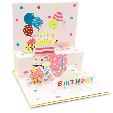Felicitare POP-UP zi de nastere detalii aurii pe exteriorul felicitarii - 13.5 x 13.5 cm [3]
