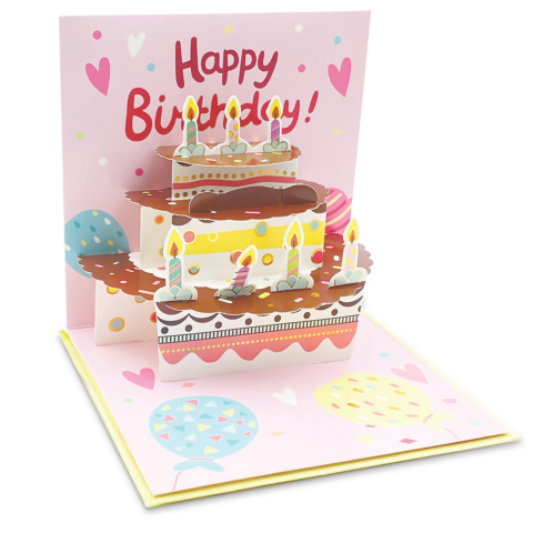 Felicitare POP-UP zi de nastere detalii aurii pe exteriorul felicitarii - 13.5 x 13.5 cm [1]
