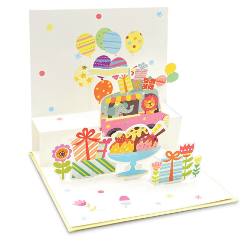 Felicitare POP-UP zi de nastere detalii aurii pe exteriorul felicitarii - 13.5 x 13.5 cm [5]
