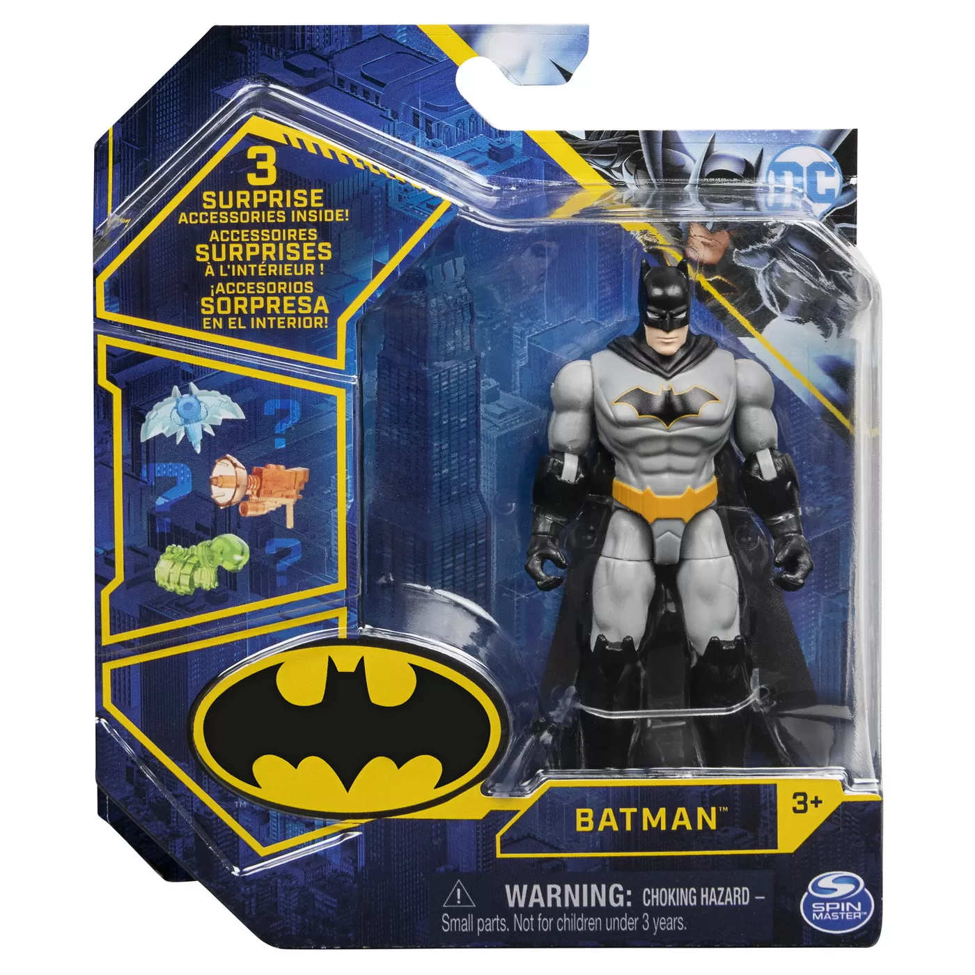 Jocuri de rol - Figurina batman clasic articulata 10cm cu 3 accesorii surpriza, varsta de la 3 ani la 9 ani