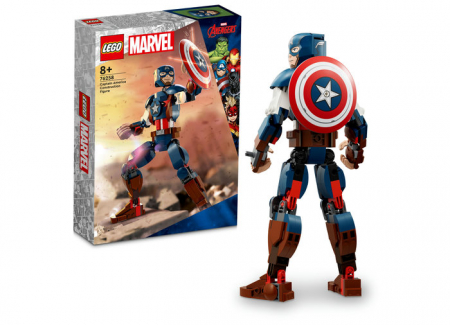 LEGO® - Figurina de constructie Captain America, varsta de la 8 ani la +15 ani