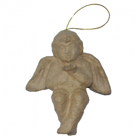 Figurine de pictat, Ipsos, Lemn - Figurina ingeras din carton, machetat, pentru pictat, 10 cm