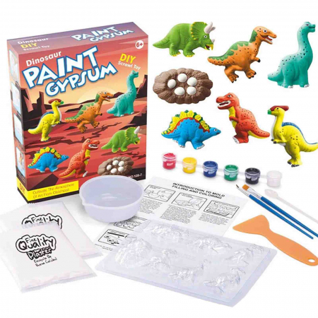 Figurine de pictat, Ipsos, Lemn - Set creativ, figurine ceramice de pictat, Dinozauri - Micostore.ro