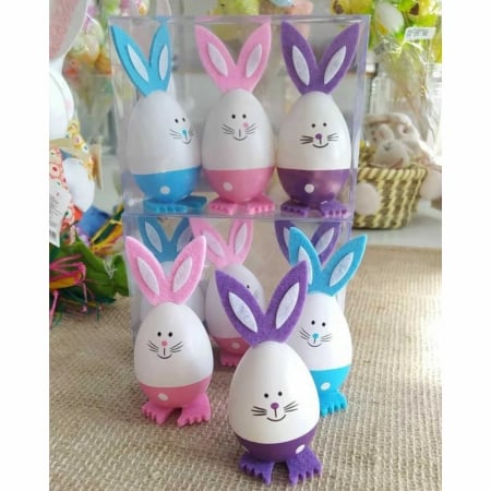 Oua Colorate, Figurine Iepuri din plastic, Ornamente Paste [1]