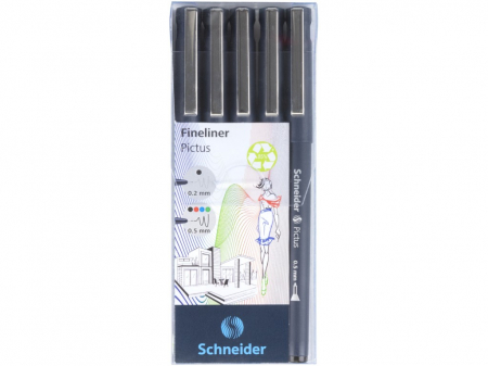Birotică și Papetărie - Schneider - Fineliner Schneider Pictus 5 buc/portofel- Micostore.ro