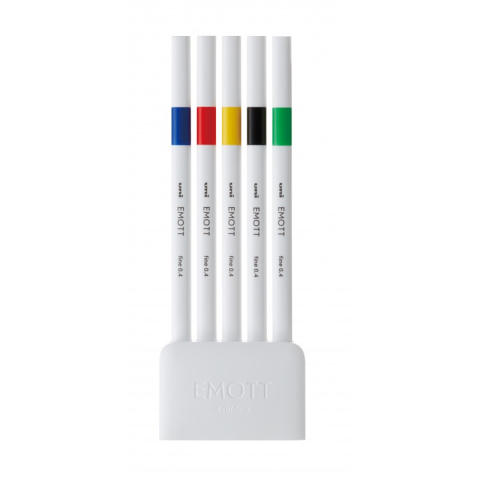 Fineliner UNI EMOTT PEM-SY, 0.4mm, NO.1, set 5 culori intense [1]