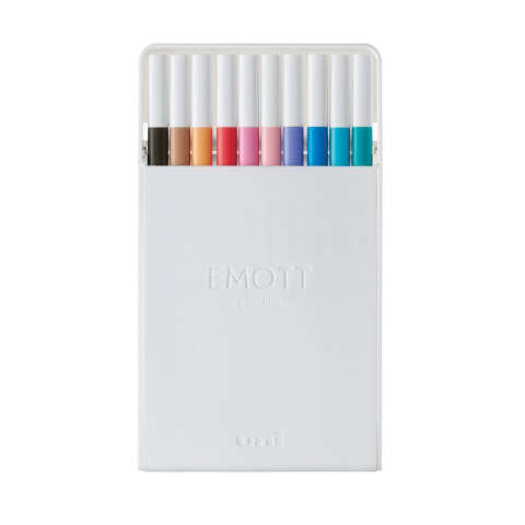 Rechizite Școlare - Fineliner UNI EMOTT PEM-SY, 0.4mm, NO.2, set 10 culori pastel