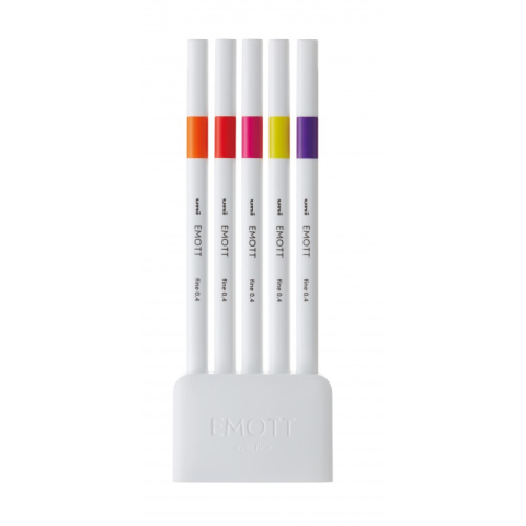 Fineliner UNI EMOTT PEM-SY, 0.4mm, NO.2, set 5 culori intense [1]