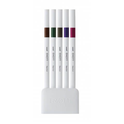Fineliner UNI EMOTT PEM-SY, 0.4mm, NO.3, set 5 culori metalizate [1]