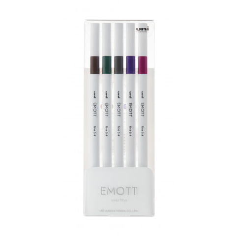Rechizite Școlare - Fineliner UNI EMOTT PEM-SY, 0.4mm, NO.3, set 5 culori metalizate