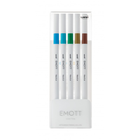 Rechizite Școlare - Fineliner UNI EMOTT PEM-SY, 0.4mm, NO.4, set 5 culori metalizate