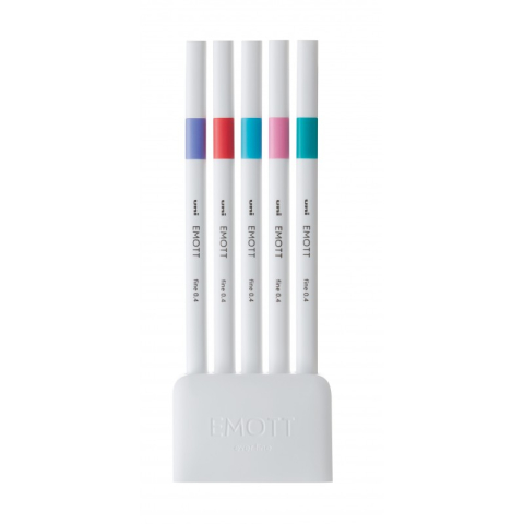 Fineliner UNI EMOTT PEM-SY, 0.4mm, NO.5, set 5 culori pastel [1]