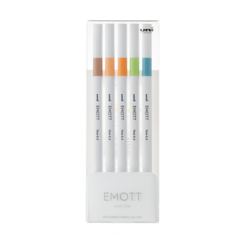 Rechizite Școlare - Fineliner UNI EMOTT PEM-SY, 0.4mm, NO.6, set 5 culori pastel