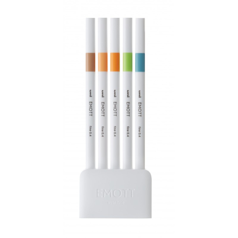 Fineliner UNI EMOTT PEM-SY, 0.4mm, NO.6, set 5 culori pastel [1]