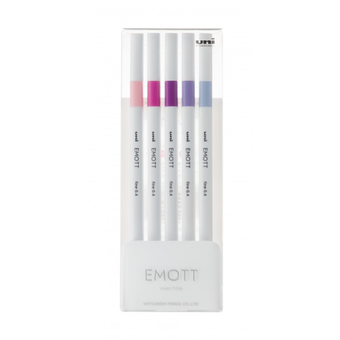 Rechizite Școlare - Fineliner UNI EMOTT PEM-SY, 0.4mm, NO.7, set 5 culori pastel