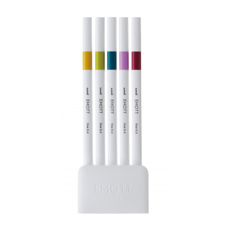 Fineliner UNI EMOTT PEM-SY, 0.4mm, NO.8, set 5 culori pastel [1]