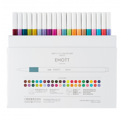 Rechizite Școlare - Fineliner UNI EMOTT PEM-SY, 0.4mm, set 40 culori