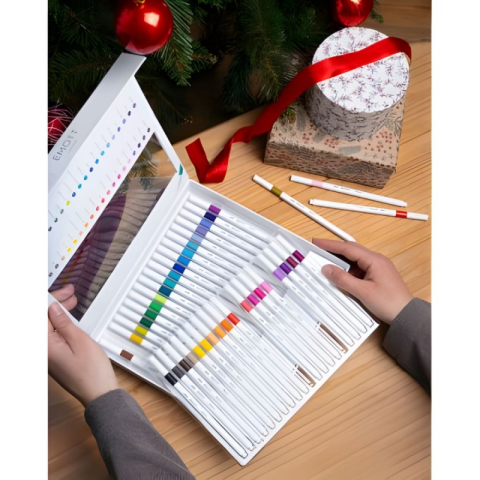 Fineliner UNI EMOTT PEM-SY, 0.4mm, set 40 culori, cutie cadou cu clapeta si magnet [4]
