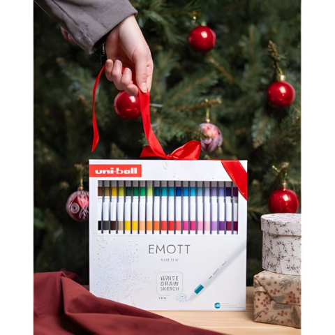 Fineliner UNI EMOTT PEM-SY, 0.4mm, set 40 culori, cutie cadou cu clapeta si magnet [3]
