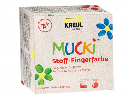 Rechizite Școlare - Finger Paint pentru tesaturi Mucki, set 4 x 150 ml