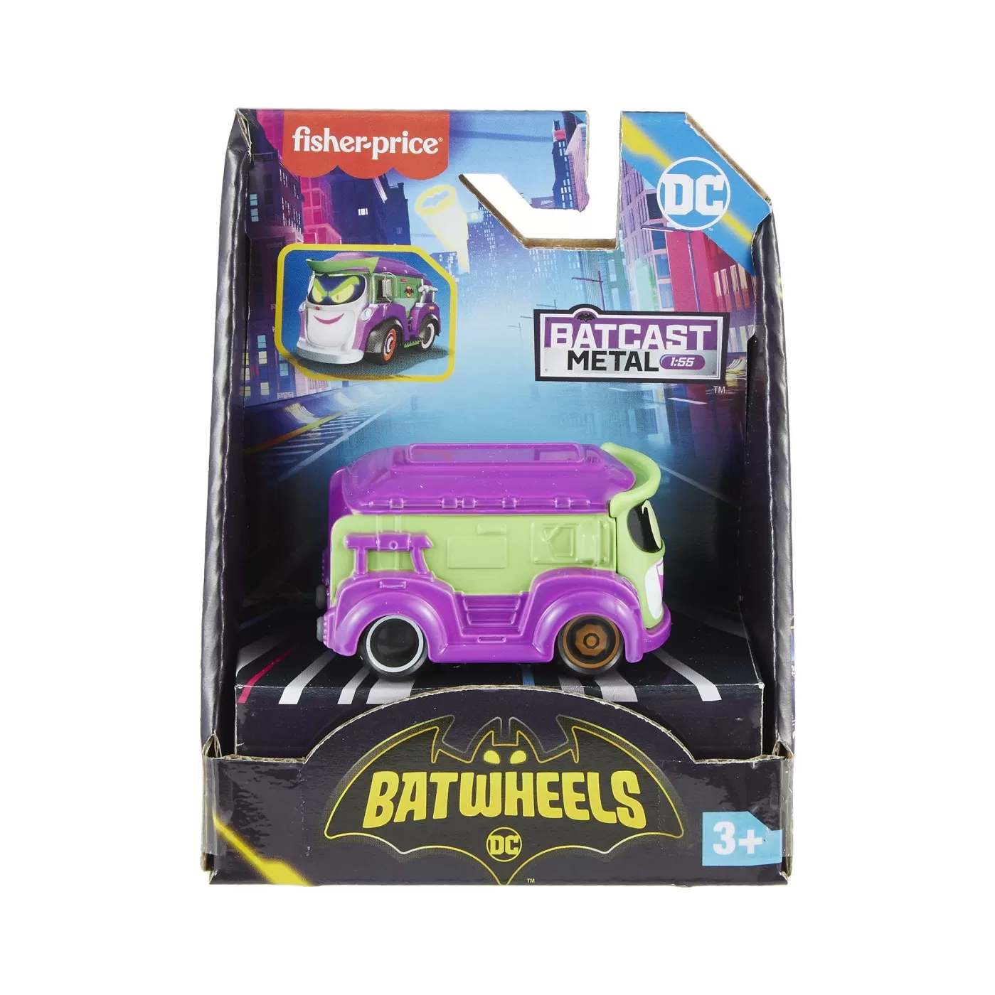 Jucării și Jocuri pentru copii - Fisher price batwheels masinuta metalica prank vanul lui joker 1:55, copii 3 ani pana la 7 ani