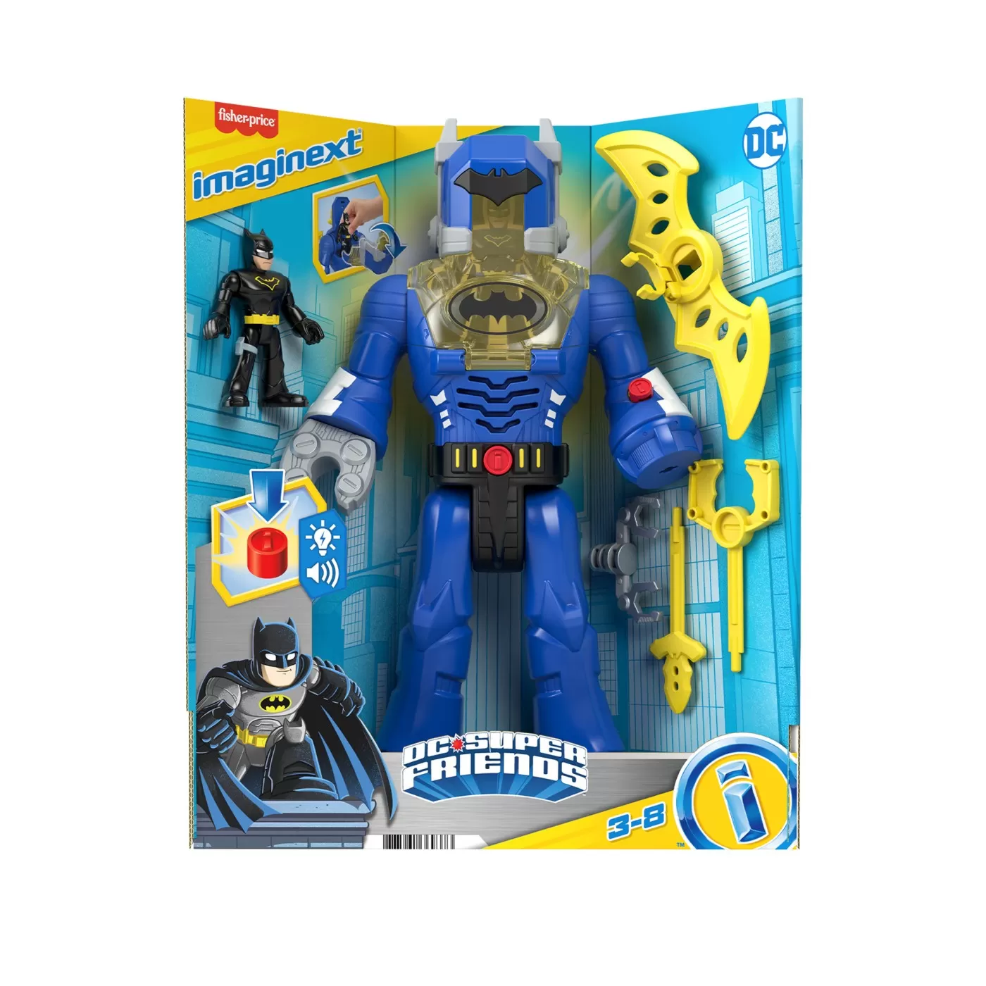 Jocuri de rol - Fisher price imaginext dc super friends robot batman 30cm, varsta de la 3 ani la 8 ani