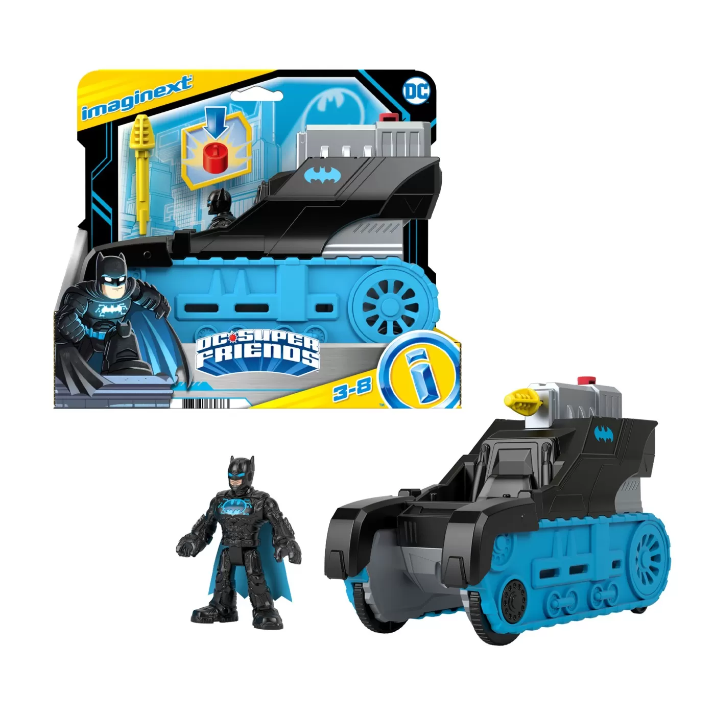 Fisher price imaginext dc super friends vehicul cu figurina bat-tech, varsta de la 3 ani la 8 ani [6]