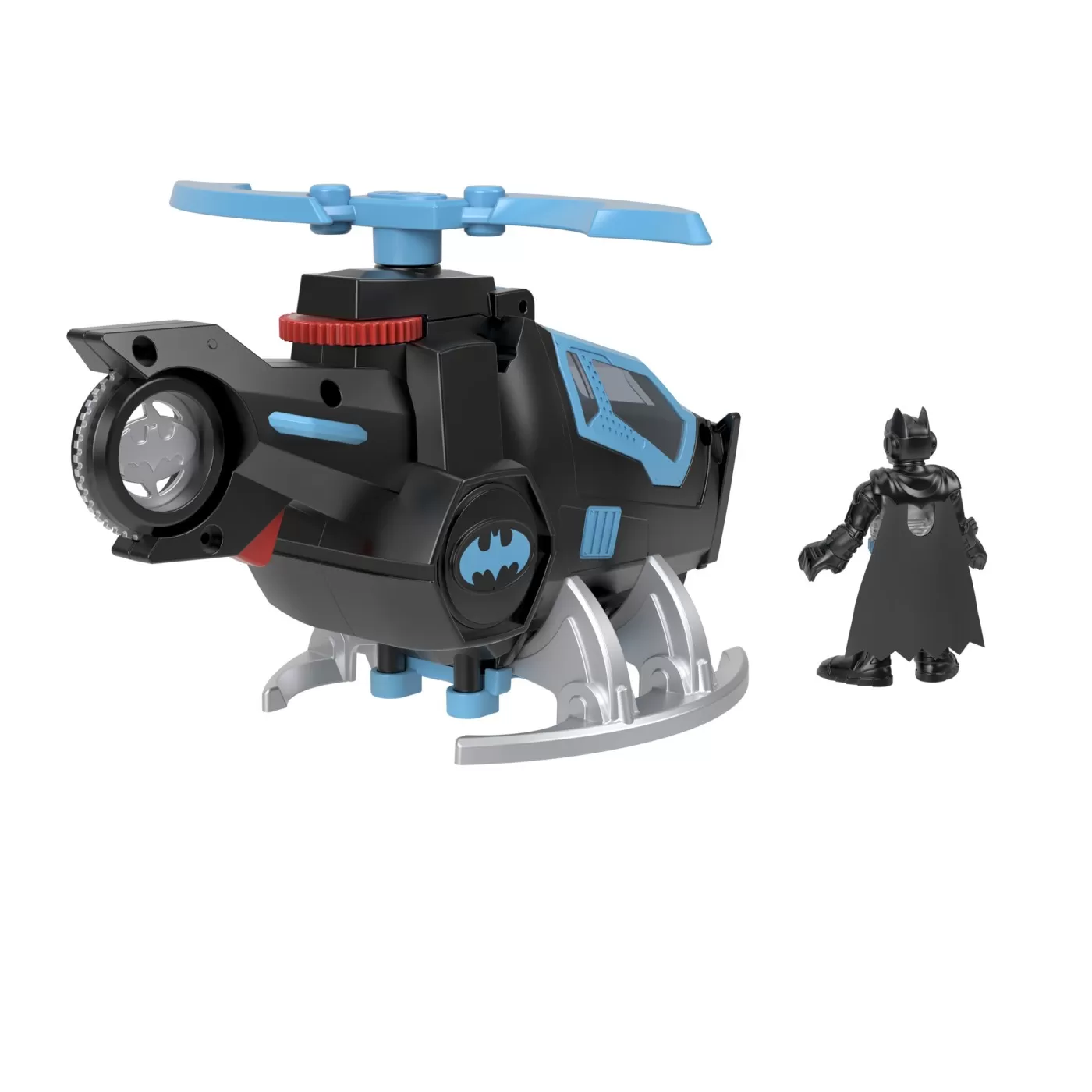 Fisher price imaginext dc super friends vehicul elicopter cu figurina batman cu costum negru, varsta de la 3 ani la 8 ani [5]