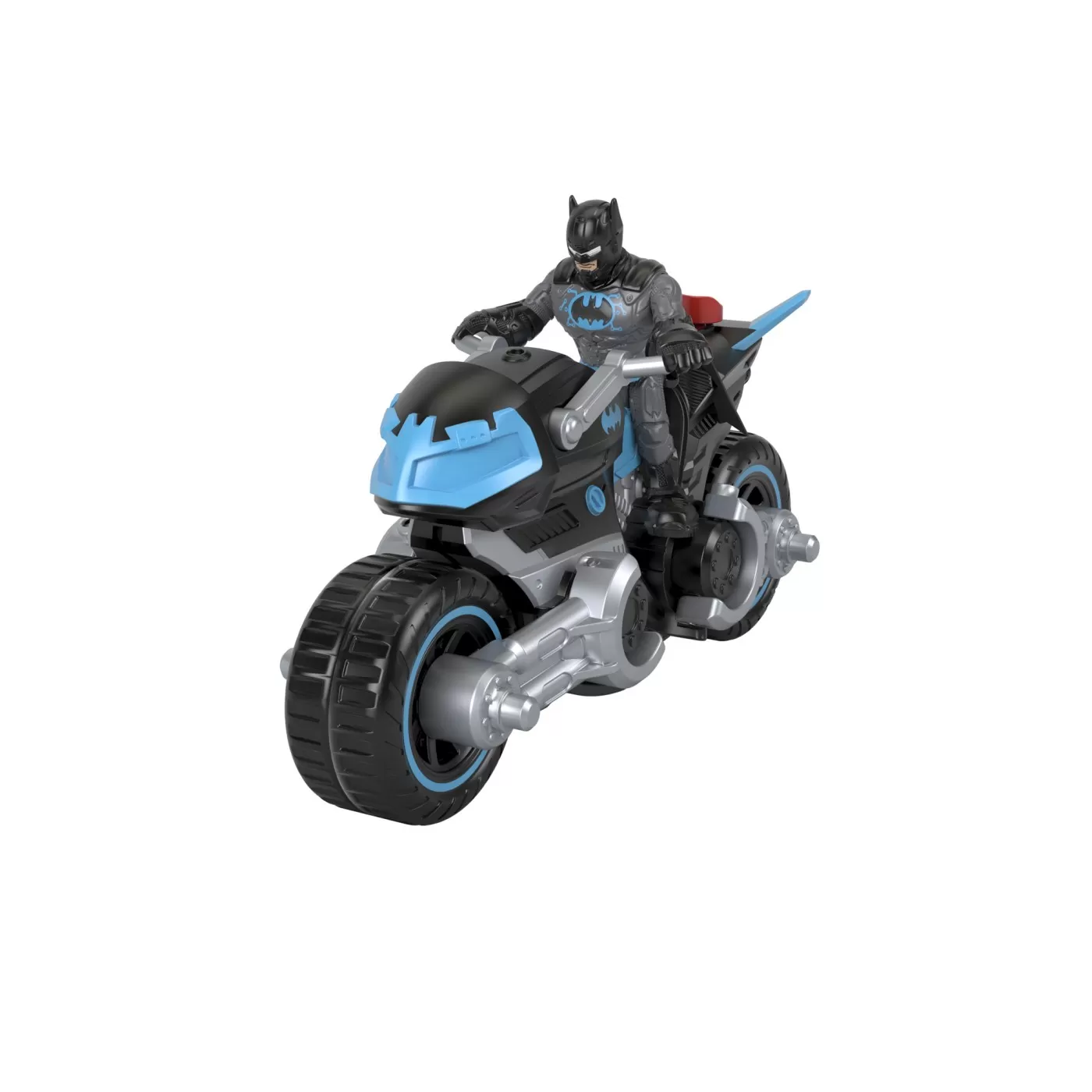 Fisher price imaginext dc super friends vehicul motocicleta cu figurina batman cu costum gri, varsta de la 3 ani la 8 ani [3]