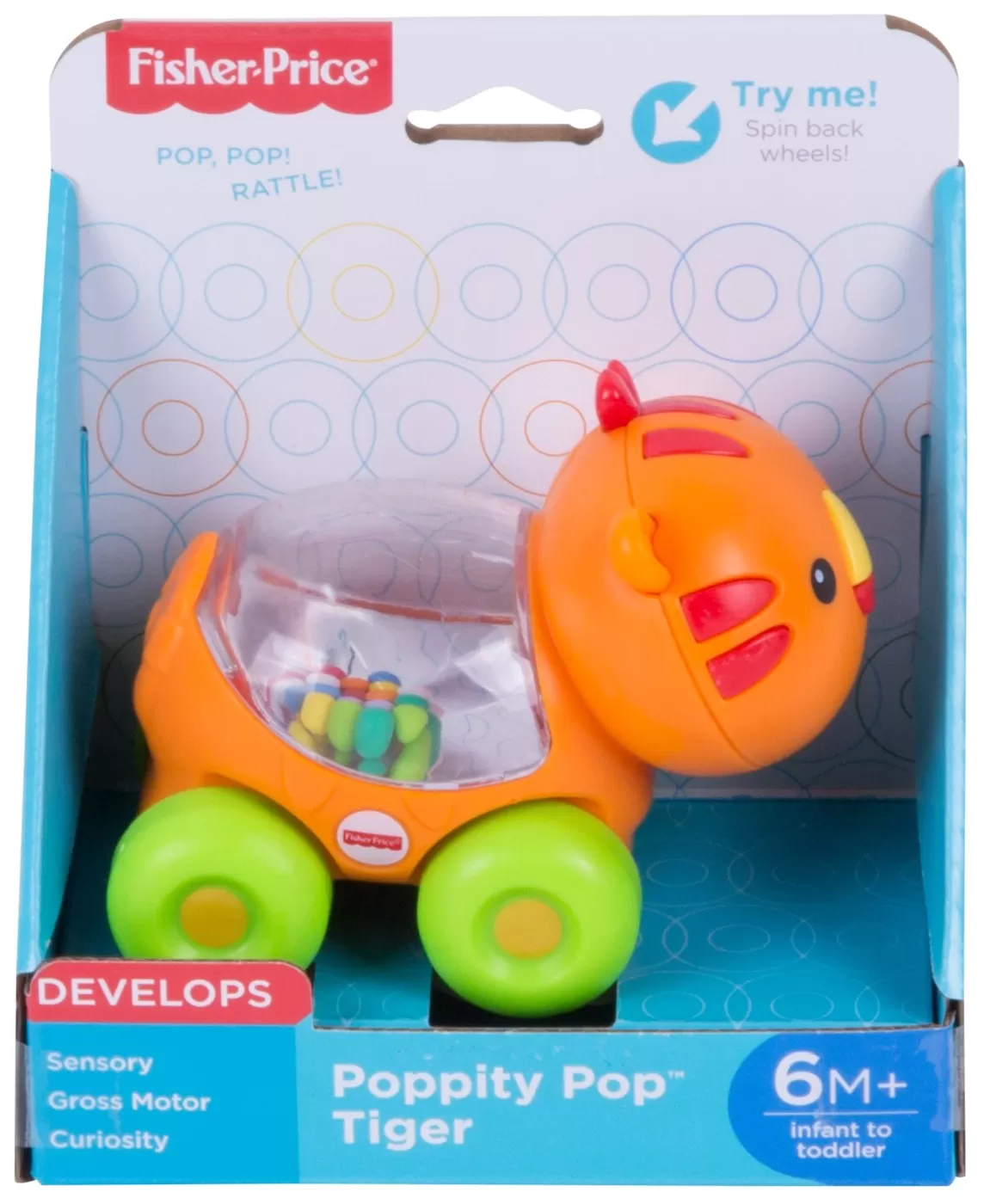 Jucării bebeluși - Fisher price jucarie apasa si mergi tigru, varsta de la 6 luni la 3 luni