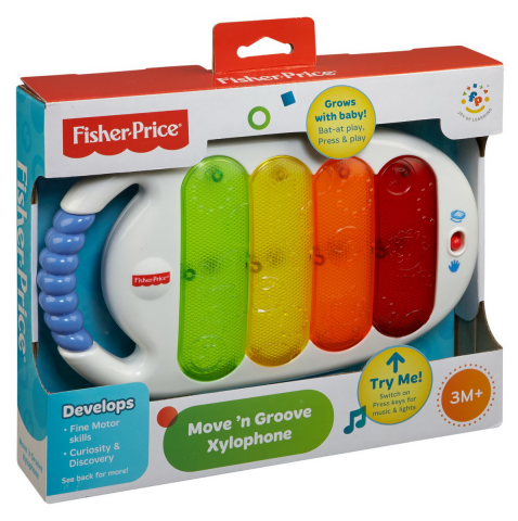 Instrumente muzicale copii si bebelusi - Fisher price jucarie bebe xilofon muzical, varsta de la 3 luni la 3 ani