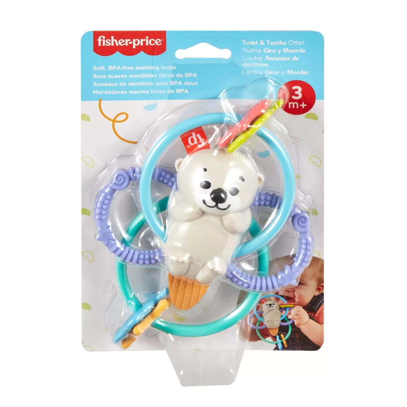 Jucării bebeluși - Fisher price jucarie dentitie vidra, varsta de la 3 luni la 2 ani