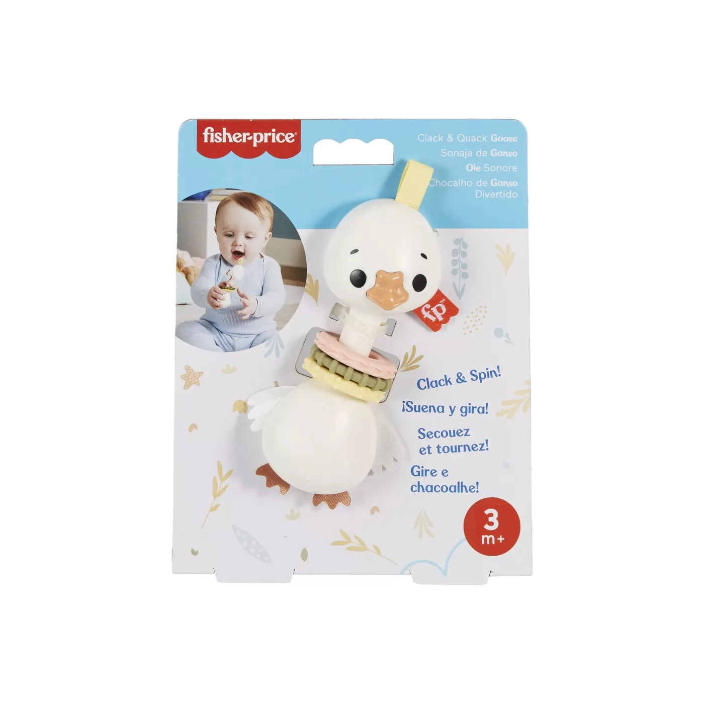 Jucării și Jocuri pentru copii - Jucarie zornaitoare bebe - Gasca, Fisher Price, varsta de la 3 luni la 2 ani