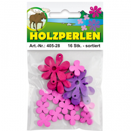 Art & Craft si Artizanat - Flori din lemn, colorate, 16 buc
