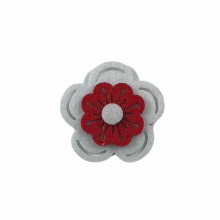 Floare Alba cu Rosu din Fetru, Accesorii Craft Copii - Micostore.ro [3]