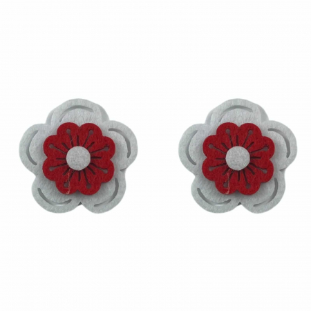 Lichidare stoc - Totul la 9.90 Lei - Floare Alba cu Rosu din Fetru, Accesorii Craft Copii - Micostore.ro