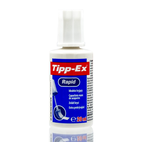 Rechizite Școlare - Fluid corector (pasta corectoare) Bic Tipp-Ex Rapid, 20ml, pe baza de solvent, cu burete
